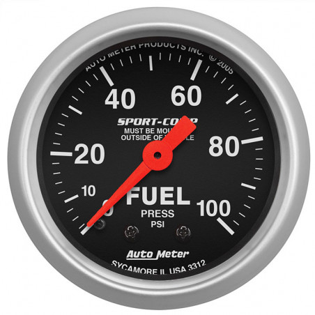 AutoMeter 2-1/16in. Fuel Pressure Gauge, 0-100 PSI, Mechanical, Sport-Comp