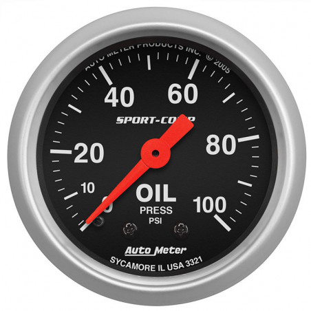 AutoMeter 2-1/16in. Oil Pressure Gauge, 0-100 PSI, Mechanical, Sport-Comp