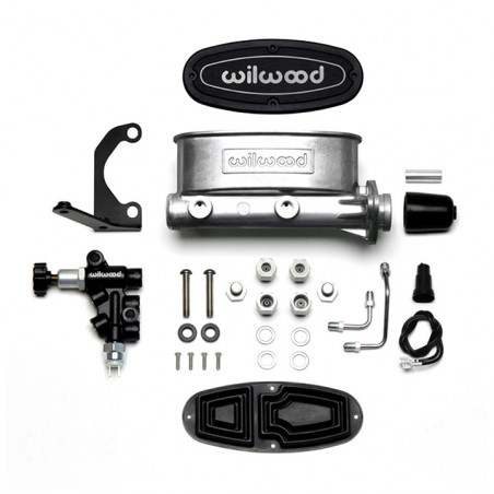Wilwood High Volume Tandem Master Cylinder, Bracket & Valve Kit, 1 Inch Bore, Bare Aluminum