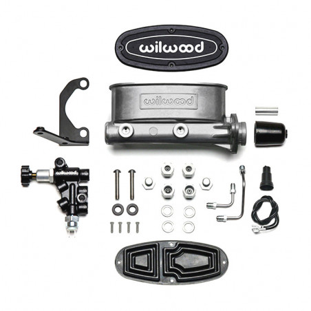 Wilwood High Volume Tandem Master Cylinder, Bracket & Valve Kit, 1-1/8 Inch Bore, Bare Aluminum