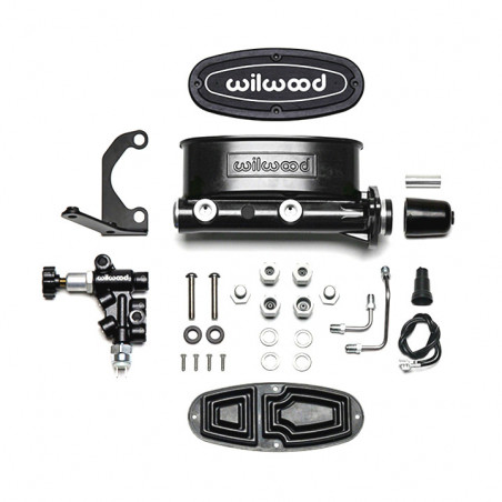 Wilwood High Volume Tandem Master Cylinder, Bracket & Valve Kit, 1-1/8 Inch Bore, Black E-Coat
