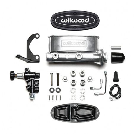 Wilwood High Volume Tandem Master Cylinder, Bracket & Valve Kit, 1-1/8 Inch Bore, Media Burnished