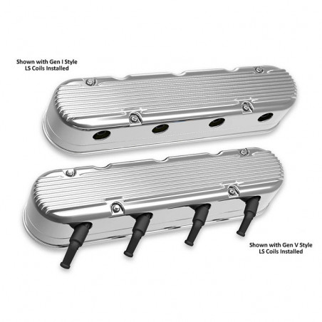 Holley Finned LS Valve Covers, Polished