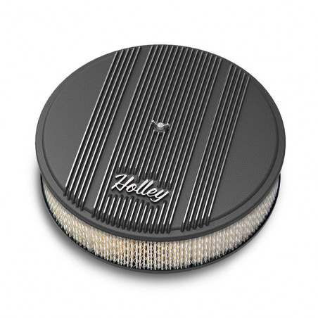 Holley Vintage Series 14 Inch Air Cleaner, Satin Black, 3in Paper Element