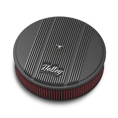 Holley Vintage Series 14 Inch Air Cleaner, Satin Black, 3in Premium Element