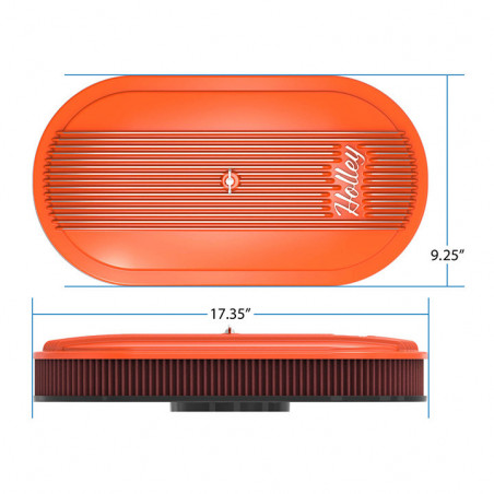 Holley Vintage Series Oval Air Cleaner, Factory Orange, 4in Premium Element