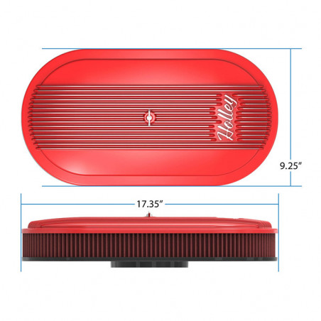Holley Vintage Series Oval Air Cleaner, Gloss Red, 4in Premium Element