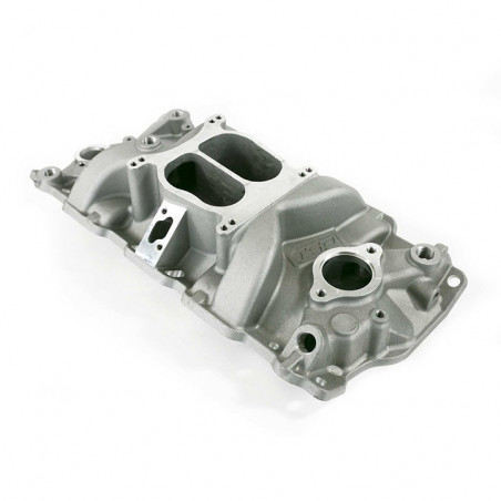 Carbureted Small Block Dual Plane Aluminum Intake Manifold, Satin