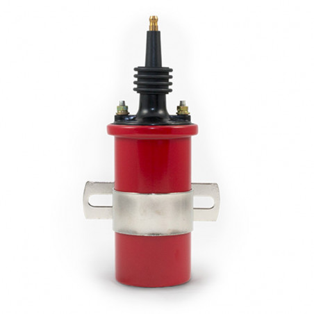 Cannister Style Ignition Coil with Male Wire Connection, Red Finish