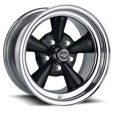 US Wheel Series 483 15x7 Black/Chrome Supreme, 5x4.5/4.75/5 Bolt Pattern, 3.625 BS, -10 Offset