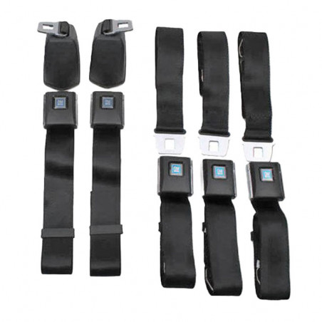 OE Style Front Retractable Lap Seat Belt Full Set, 3 Panel Webbing, Red Wine