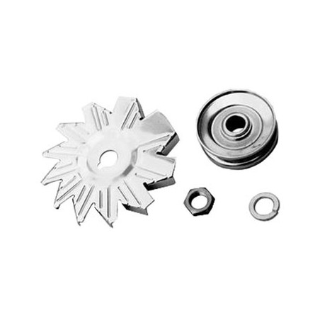 Chevy Chrome Alternator Fan With Chrome Single Groove Pulley