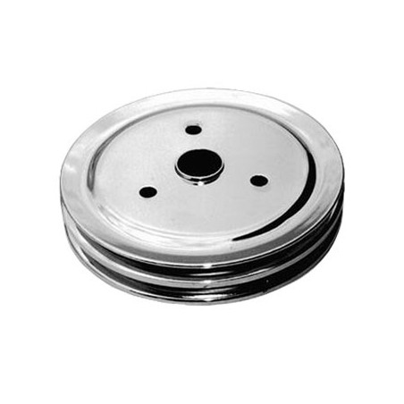 Chevy Small Block Crank Pulley Double Groove Chrome Plated Steel For Short Pump