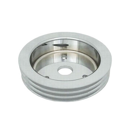 Chevy Small Block Crank Pulley Triple Groove Polished Aluminum For Short Pump