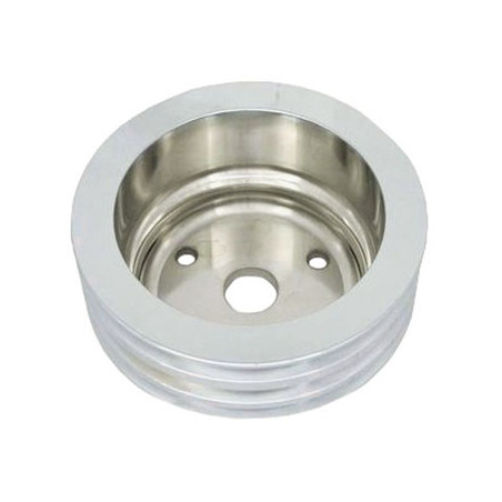 Chevy Small Block Crank Pulley Triple Groove Polished Aluminum For Long Pump