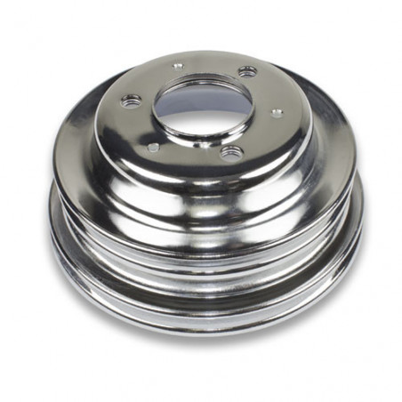 Chevy Big Block Crank Pulley Triple Groove Chrome Plated Steel For Long Pump