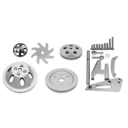 Chevy Small Block Single Groove Water Pump Pulley And Bracket Kit For Short Pump
