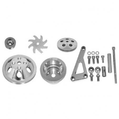 Chevy Small Block Double Groove Water Pump Pulley And Bracket Kit For Long Pump