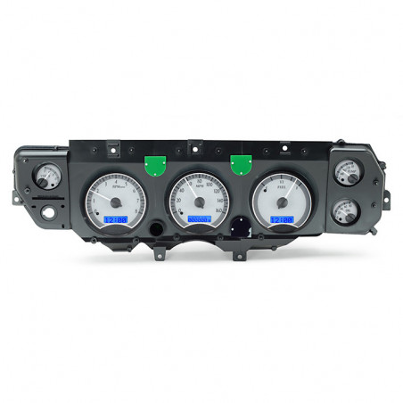 SS Dakota Digital VHX Instrument System, Silver Alloy Faces, Blue Numbers