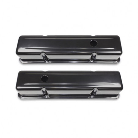 Chevy Small Block Black Painted Steel Valve Covers Tall Height