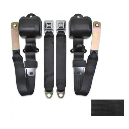 Seat Belt Kit, Front, Buckets, Black