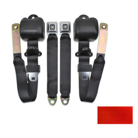 Seat Belt Kit, Front, Buckets, Red
