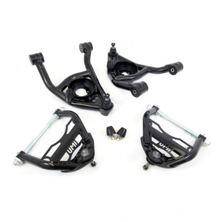 GM A-Body UMI Tubular Upper & Lower Front A-Arm Kit, Delrin/Poly, Black