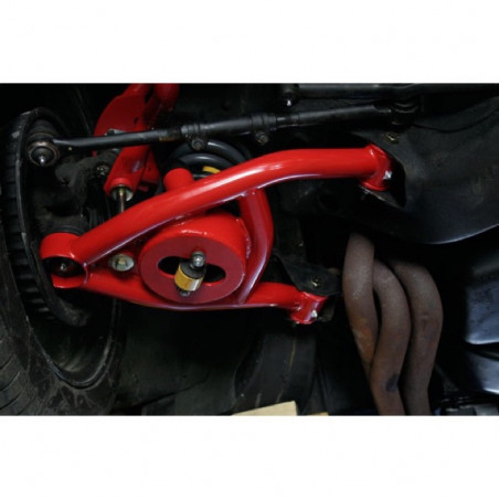 GM A-Body UMI Front A-Arm Kit, 0.5 Inch Taller Upper Ball Joints, All Delrin Bushings, Red