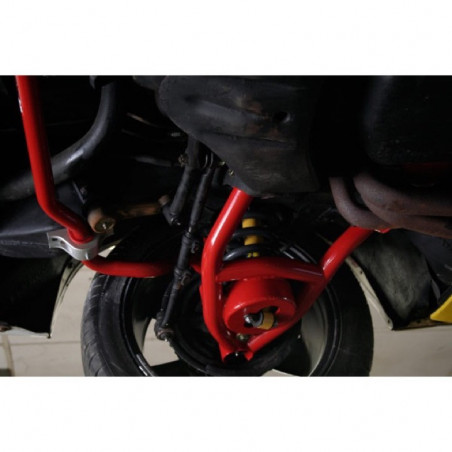 GM A-Body UMI Front A-Arm Kit, 0.5 Inch Taller Upper Ball Joints, All Delrin Bushings, Red