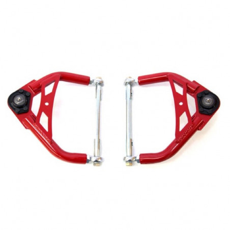 GM A-body UMI Tubular Front Upper A-Arms, Adjustable, 0.9 Inch Taller Ball Joints, Red
