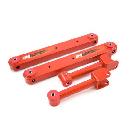 GM A-Body UMI Tubular Upper & Fully Boxed Lower Control Arm Kit - Red