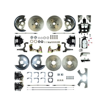 4 Wheel Disc Brake Kit, 8 Inch Chrome Booster, Non-Staggered