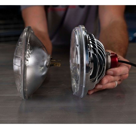 Holley RetroBright LED Headlight Yellow Lens 5.75 in. Round, 5700K Bulb