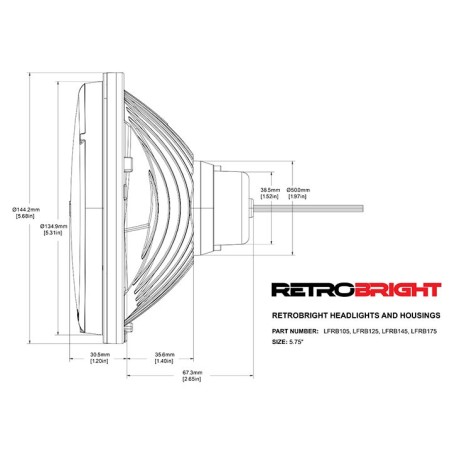 Holley RetroBright LED Headlight Yellow Lens 5.75 in. Round, 5700K Bulb