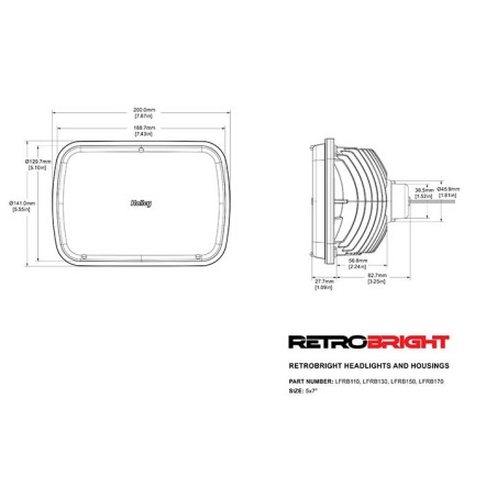 Holley RetroBright LED Headlight Classic White Lens 5 in. x 7 in. Rectangle, 30