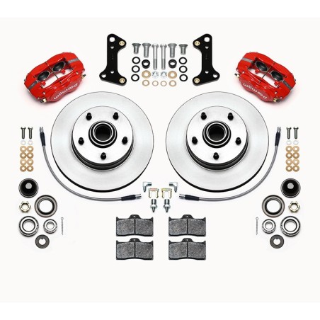 Wilwood Classic Series Dynalite Front Brake Kit, Red Calipers, Plain Rotors