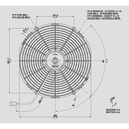 SPAL 14 Inch Electric Fan Puller Low Profile CFM 10 Straight bl