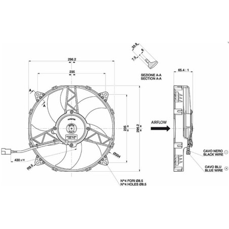 SPAL 11 Inch Electric Fan Puller Medium Profile CFM 5 Curved Bl