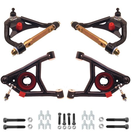Tubular Control Arm Kit, With Hardware, Upper/Lower, Black Set