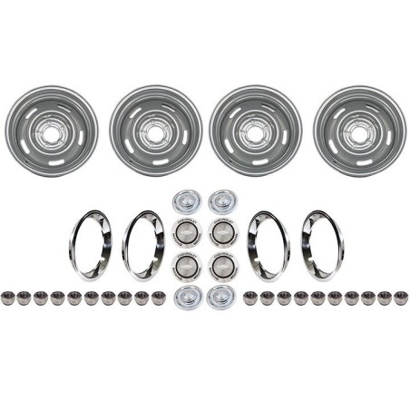 Rally Wheel Kit 15 X 7 Kit With Disc Brakes Flat Caps Bowtie Rings