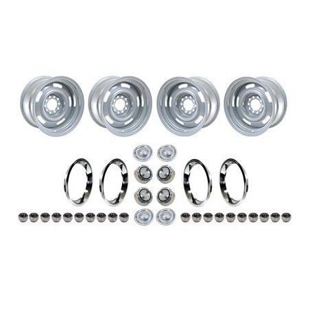 Rally Wheel Kit 15 X 8 Kit With Disc Brakes Flat Caps Bowtie Rings