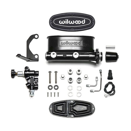 Wilwood High Volume Tandem Master Cylinder, Bracket & Valve Kit, 1-1/8 Inch Bore, Black E-Coat