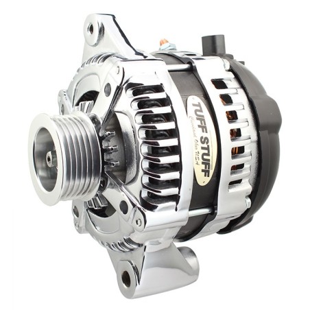 Tuff Stuff Performance Max Amp Alternator 225 Amp 10Dn, 10Si Cs130 1 Wire 6 Groove Chrome