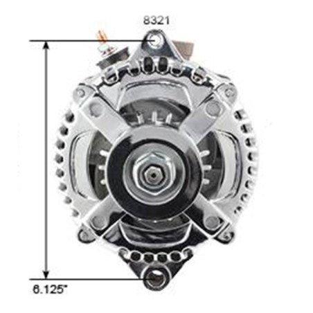 Tuff Stuff Performance Max Amp Alternator 225 AMP CS130 OEM Wire 6 Groove Chrome