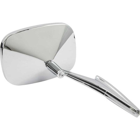 Outer Door Mirror, Chrome, Ribbed, W/Hardware, Rh Passenger Side