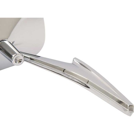 Outer Door Mirror, Chrome, Ribbed, W/Hardware, Rh Passenger Side