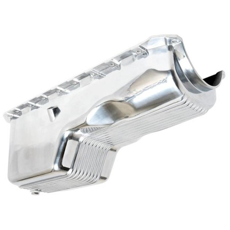 Big Block Finned Aluminum Oil Pan Drivers Side Dipstick Polished