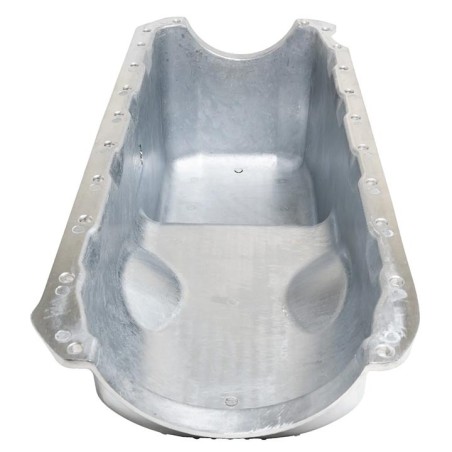 Big Block Finned Aluminum Oil Pan Drivers Side Dipstick Polished