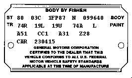 1980 camaro vin tag