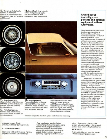1979 Camaro OEM Brochure - Camaro Available Options Continued